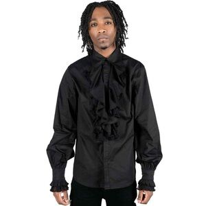 Killstar Shirt Men’s Long Sleeve Button Up Ruffle Lace Goth Alt Black Sz S